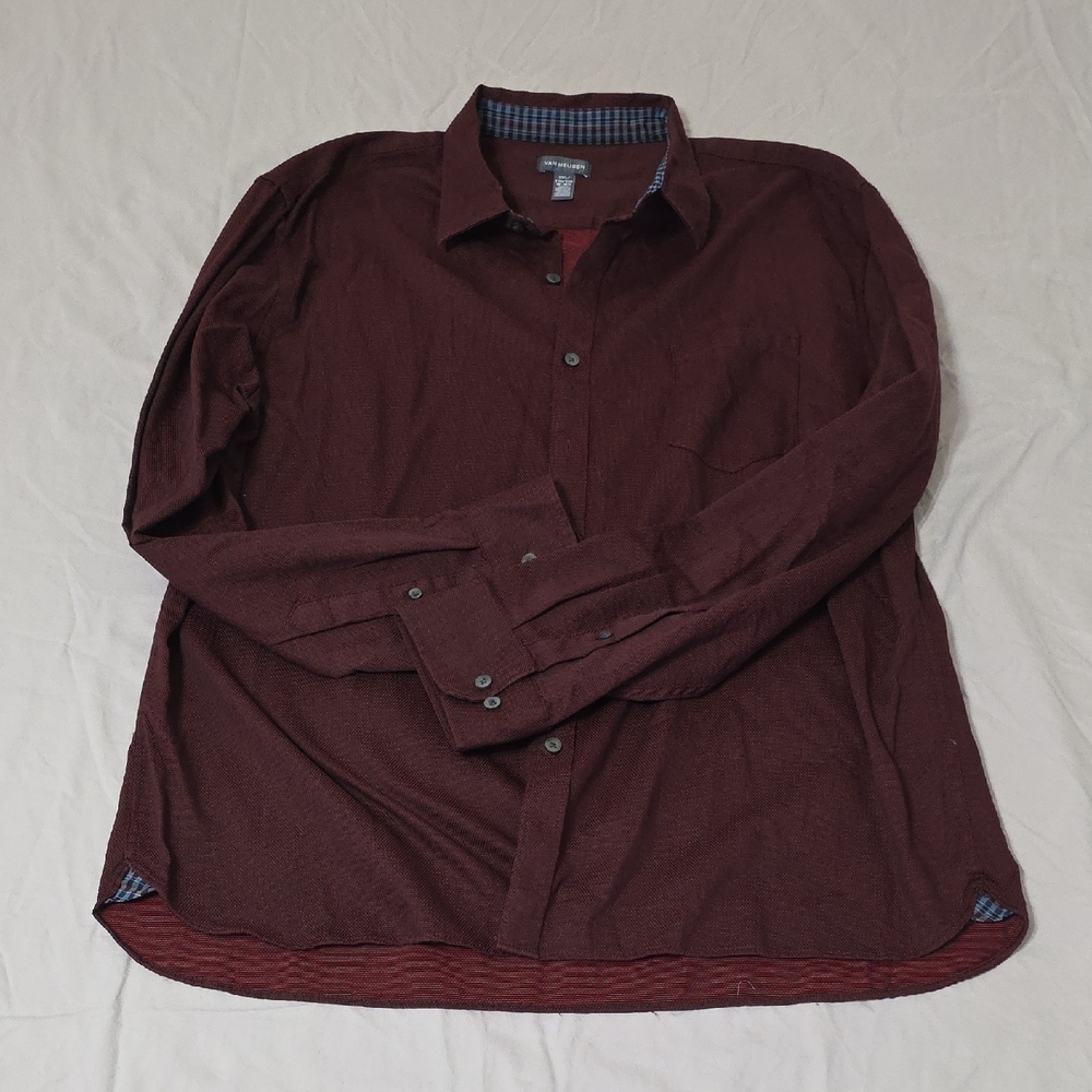 Van Heusen Maroon and Navy Checkered Shirt